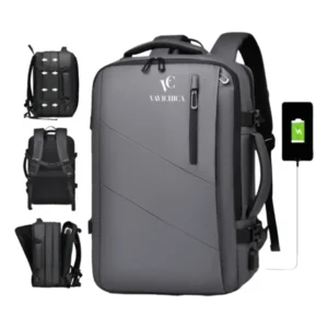 Mochila de Viagem Expansível – com Conexão USB, Espaço para Notebook
